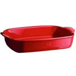 Fuente rectangular con asas roja 36 x 27 x 7 cm - Cerámica - Emile Henry