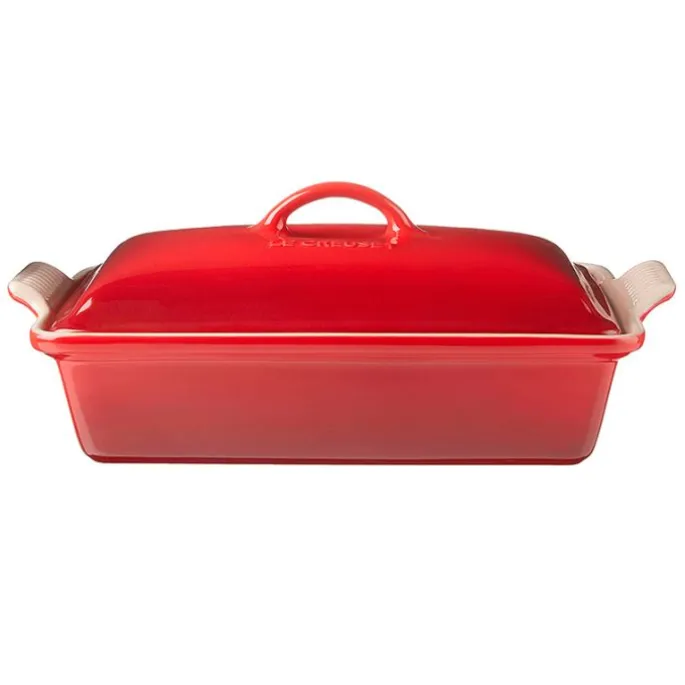 Fuente rectangular con tapa 30 cm Cereza - Cerámica de gres - Le Creuset