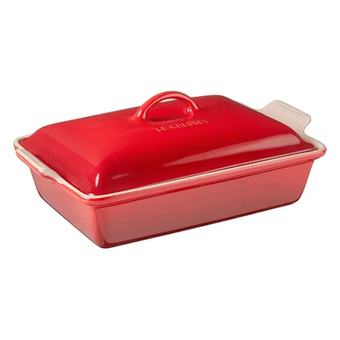 Fuente rectangular con tapa 30 cm Cereza - Cerámica de gres - Le Creuset