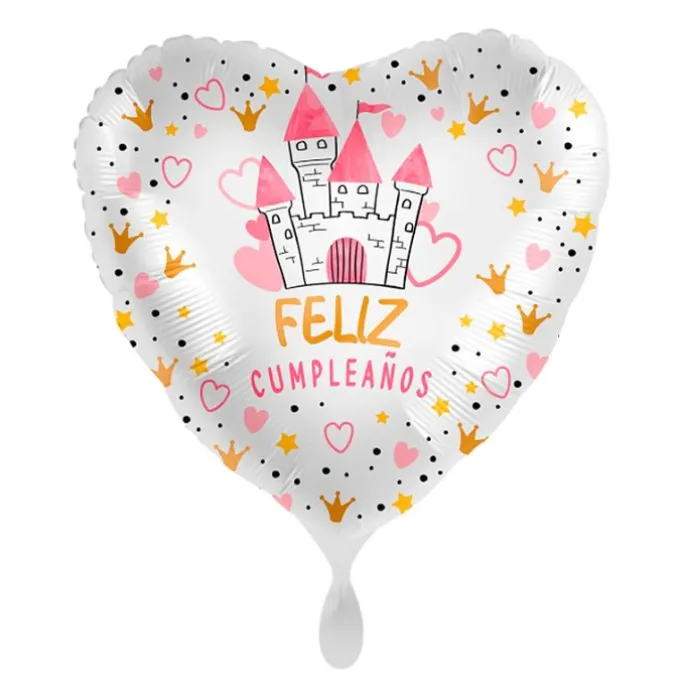 Globo de foil corazón castillo feliz cumpleaños 43 cm - Premioloon