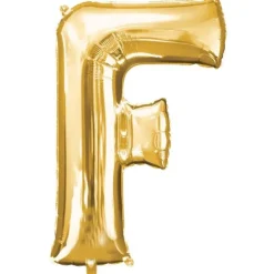 Globo de foil dorado letra "F" 35 cm