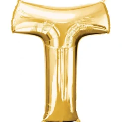 Globo de foil dorado letra "T" 35 cm