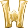 Globo de foil dorado letra "W" 35 cm