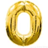 Globo de foil dorado número "0" 88 cm
