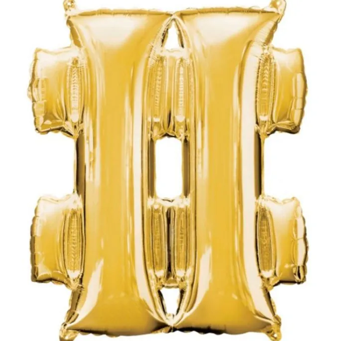 Globo de foil dorado signo "#" 35 cm