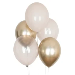 Globos mix cromados blanco, dorados y transparentes (10) - My Little Day