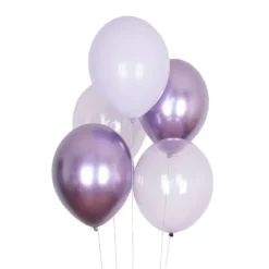 Globos mix cromados blanco, púrpuras y transparentes (10) - My Little Day