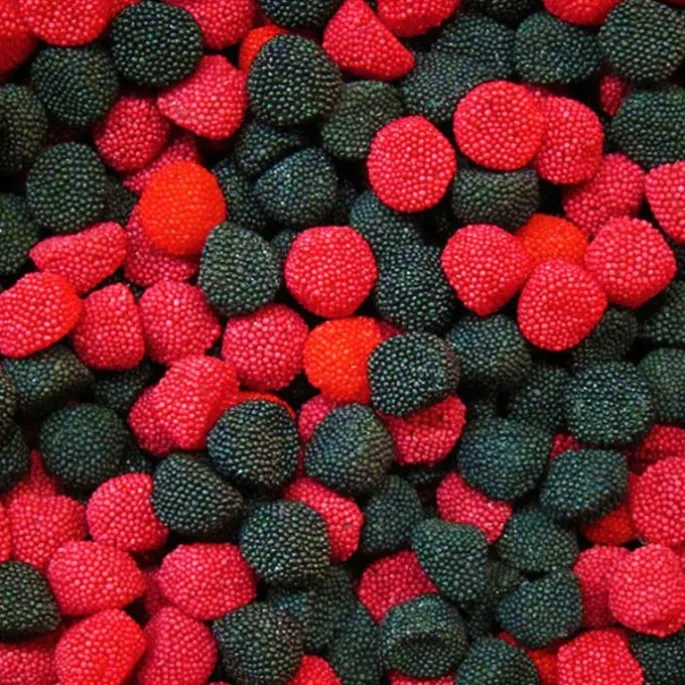 Gominolas de azúcar Moras mini rojas y negras (1 kg) - Sin gluten - Fini