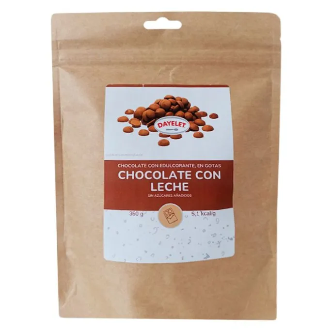 Gotas de chocolate con leche sin azúcar 350 g - Sin gluten - Dayelet