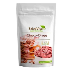 Gotas de chocolate ecológico Choco-drops rosas fresa 125 g - Sin gluten - SaludViva