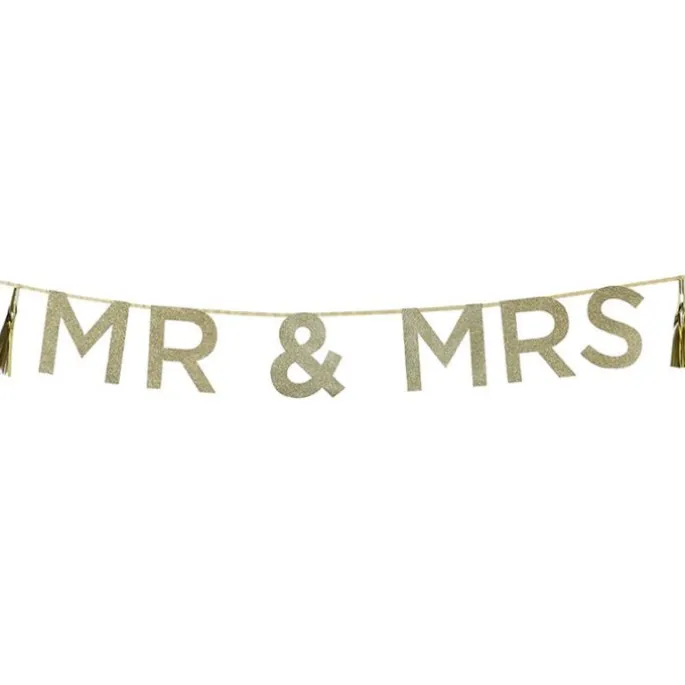 Guirnalda de papel dorada Mr & Mrs - Talking Tables