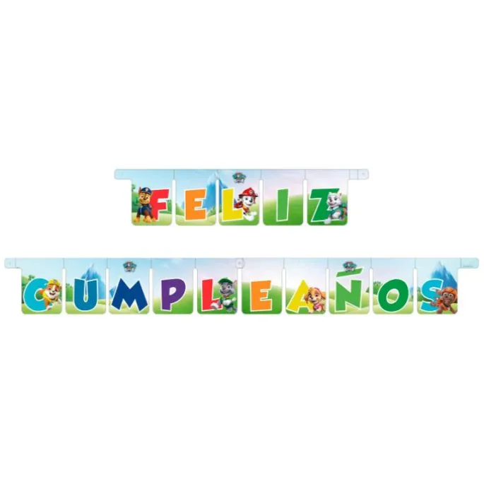Guirnalda de papel Feliz Cumpleaños Patrulla Canina 2,1 m