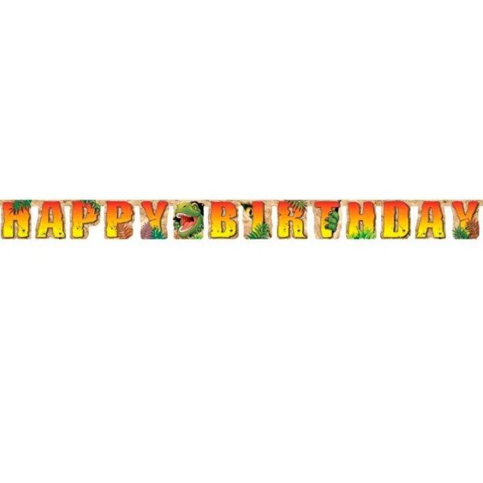 Guirnalda de papel Happy Birthday dinosaurios 2,2 m - Creative Converting