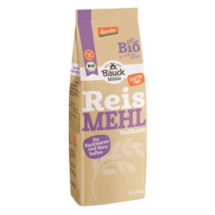 Harina de arroz integral ecológica 500 g - Sin gluten - Bauckhof