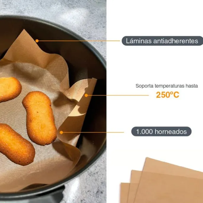Hojas de cocción reutilizables antiadherentes 40 x 30 cm (3) - Lacor