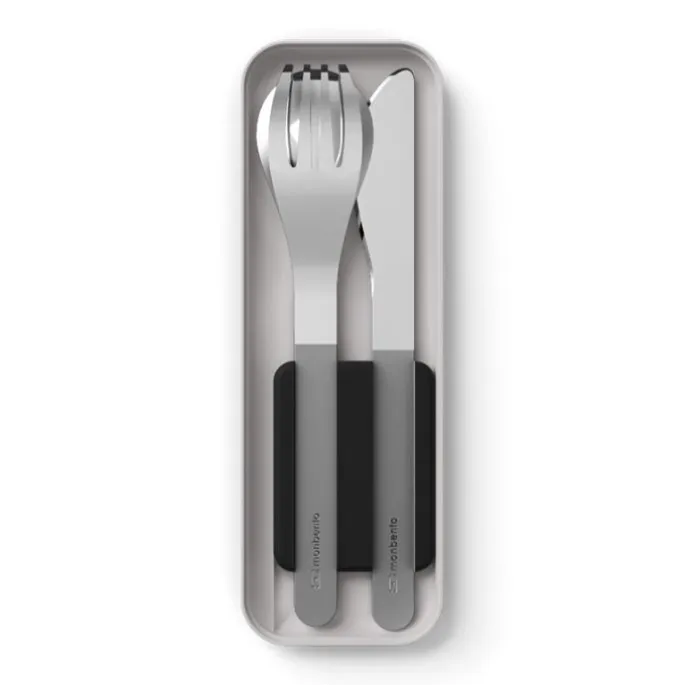 Juego 3 cubiertos con estuche negro - Acero inoxidable - Monbento