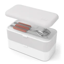 Juego 3 cubiertos con estuche rosa - Acero inoxidable - Monbento