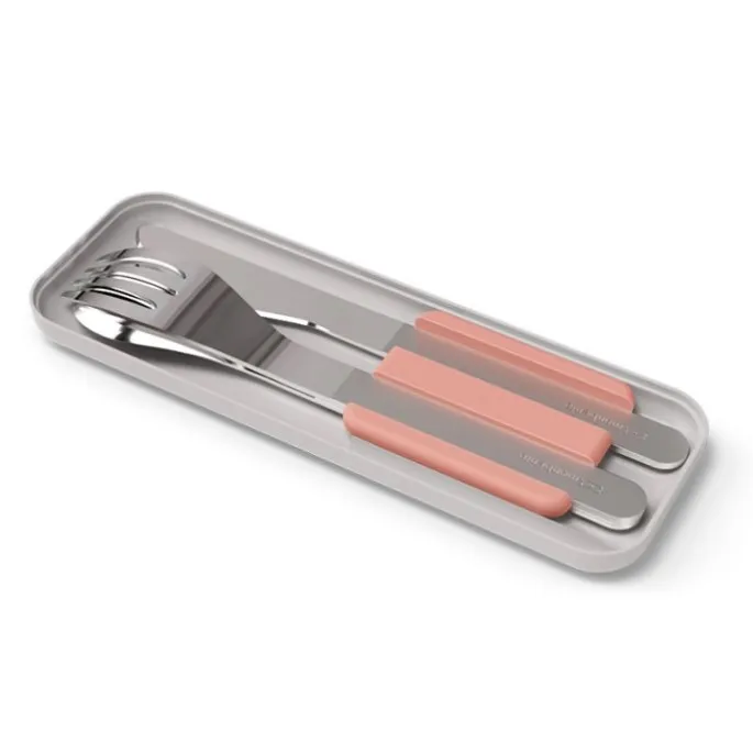Juego 3 cubiertos con estuche rosa - Acero inoxidable - Monbento