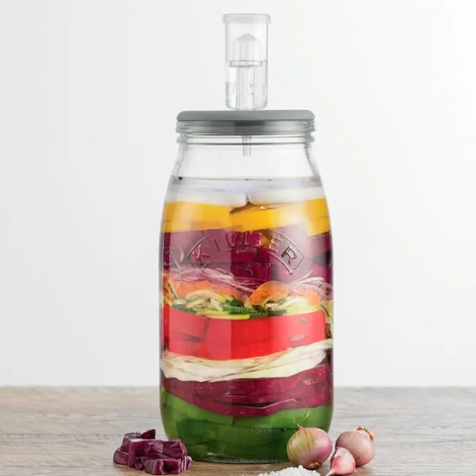 Kit tarro de fermentación con tapa de silicona 3 litros - Cristal - Kilner