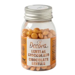 Lentejas de chocolate naranjas 80 g - Decora