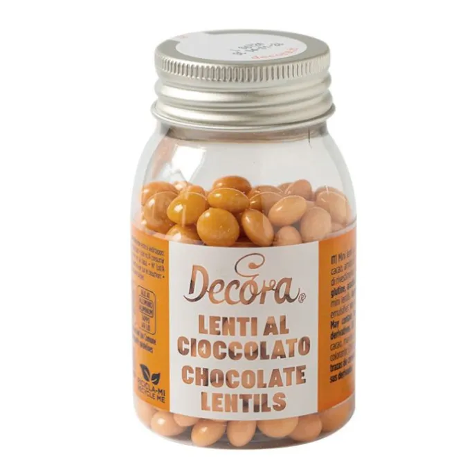 Lentejas de chocolate naranjas 80 g - Decora