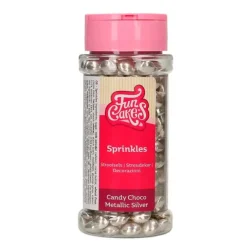 Lentejas de chocolate plateadas metalizadas 80 g - Funcakes