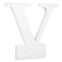 Letra de madera blanca "V" 26 cm