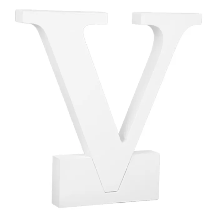 Letra de madera blanca "V" 26 cm