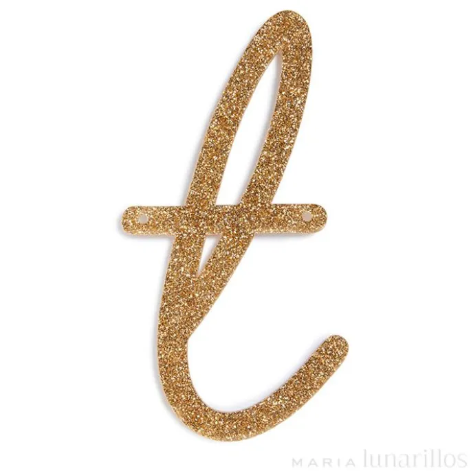 Letra "t" acrílica dorada brillante - Meri Meri