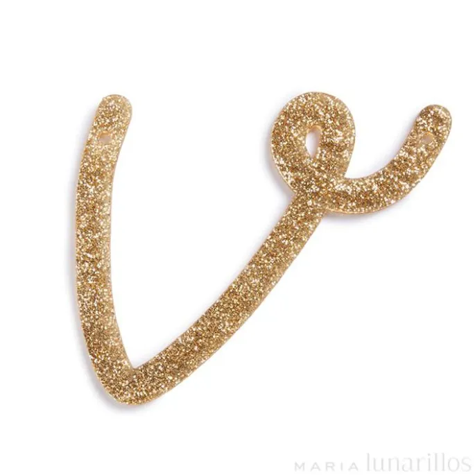 Letra "v" acrílica dorada brillante - Meri Meri