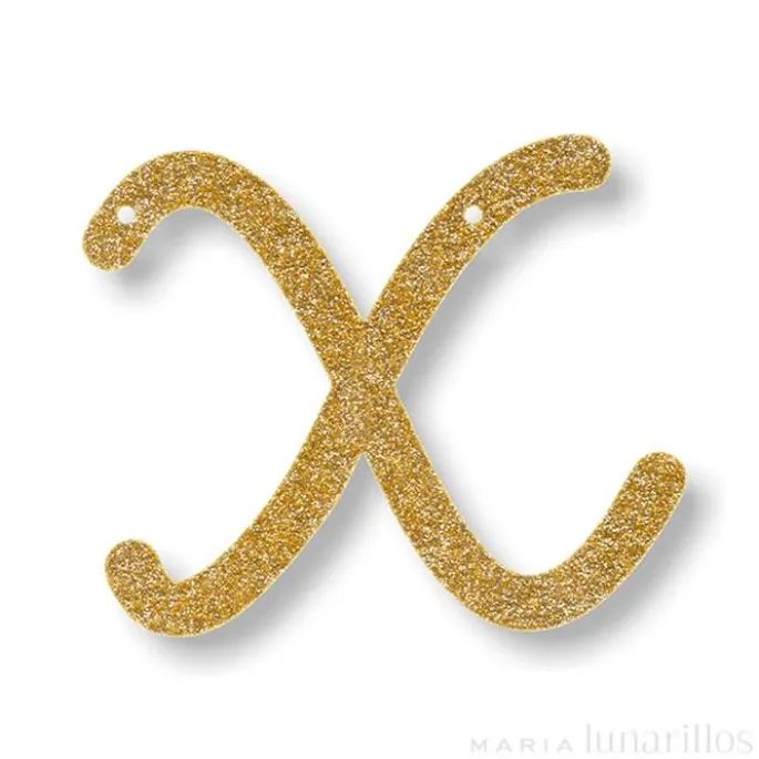 Letra "x" acrílica dorada brillante - Meri Meri