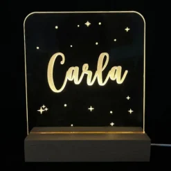Lámpara personalizada cuadrada nombre o nombres - Metacrilato y madera