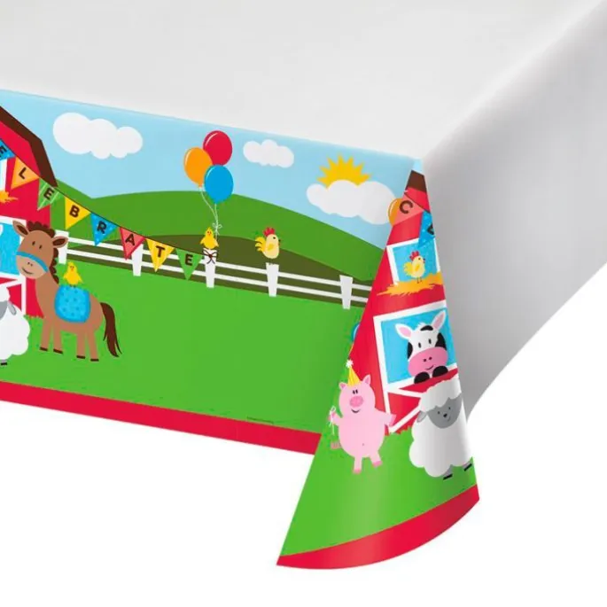 Mantel fino de plástico animales de la granja 1,37 x 2,74 m - Creative Converting