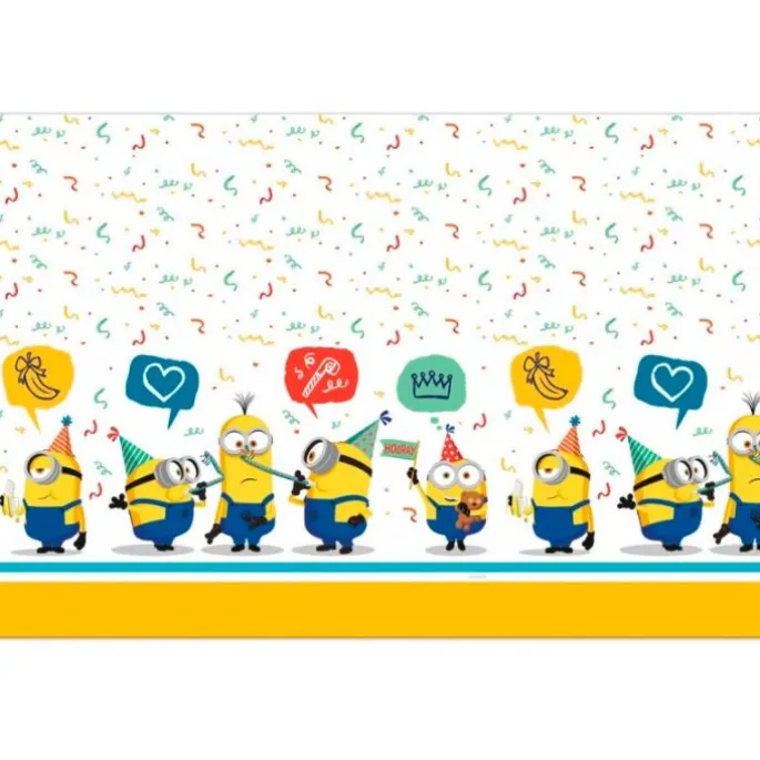 Mantel fino de plástico Minions 1,2 x 1,8 m - Decorata Party