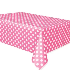 Mantel fino de plástico rosa con lunares 1,3 x 2,5 m - Creative Converting