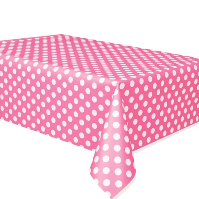 Mantel fino de plástico rosa con lunares 1,3 x 2,5 m - Creative Converting