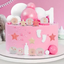 Margaritas, estrellas y decoraciones infantiles de oblea rosas (18) - Sin gluten - Dekora