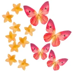 Mariposas y flores amarillas de oblea (39) - Sin gluten - Dekora