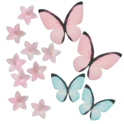 Mariposas y flores de oblea (39) - Sin gluten - Dekora