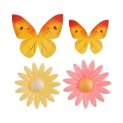Mariposas y flores margaritas de oblea (8) - Sin gluten - Dekora