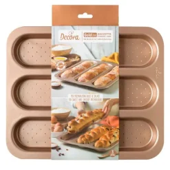 Molde antiadherente para 3 baguettes pan Gold Line - Decora