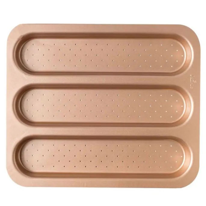 Molde antiadherente para 3 baguettes pan Gold Line - Decora