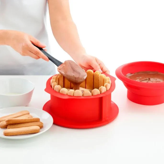 Molde Charlotte redondo desmontable con plato de cerámica 18 cm - Lékué