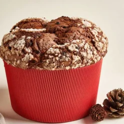 Molde de papel grueso rojo para panettone 17 x 11 cm (1 kg)