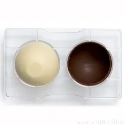 Molde de policarbonato para 2 semiesferas con base de chocolate - Decora