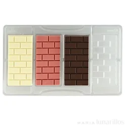 Molde de policarbonato para 4 tabletas de chocolate ladrillos - Decora