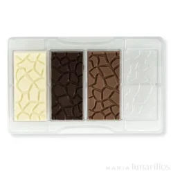 Molde de policarbonato para 4 tabletas de chocolate caparazón - Decora