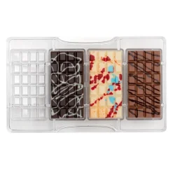 Molde de policarbonato para 4 tabletas de chocolate pequeñas - Decora