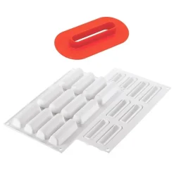 Molde de silicona Cylindre 30 con 12 cavidades, bandejas y cortador - Silikomart Professional