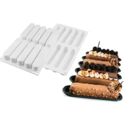 Molde de silicona Fingers con 8 cavidades, bandejas y cortador - Silikomart Professional
